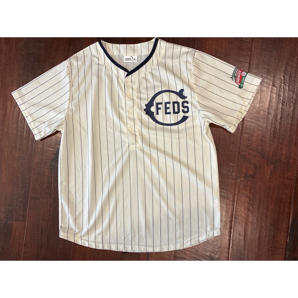 Match Up Baseball Jersey Mens XL White Pinstripe Chicago Feds Wrigley Field 100